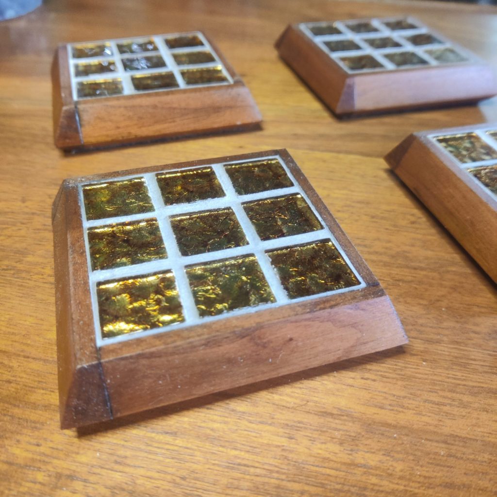 Coaster Set with Golden Tiles
