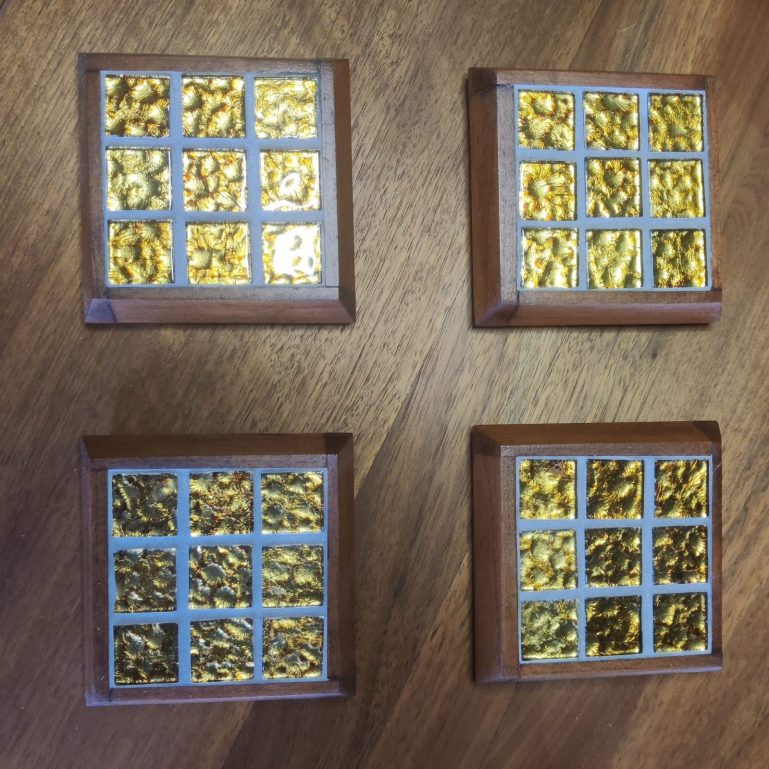 handmade oak coaster set 2