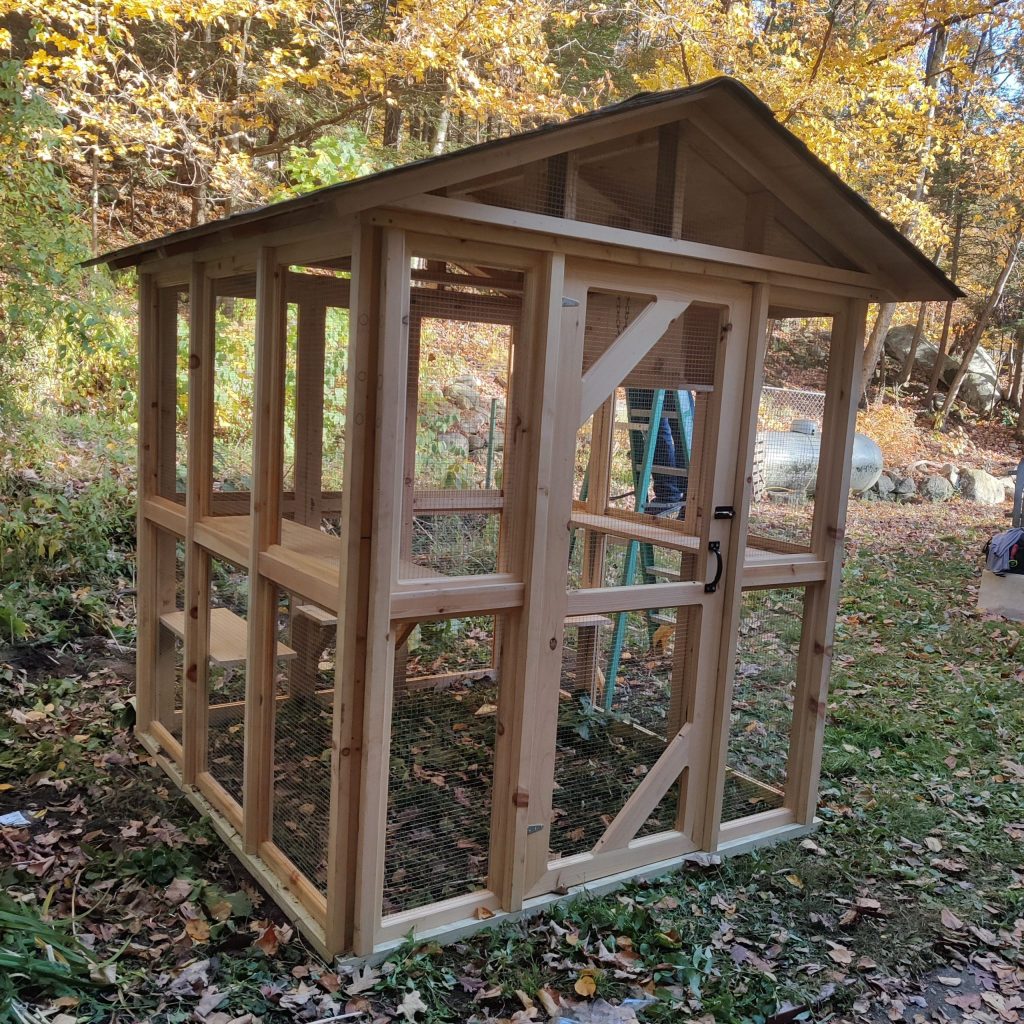 Screened Pet Shelter with Platforms and Cubbies